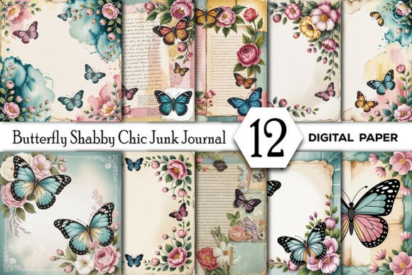 Butterfly Shabby Chic Junk Journal Pages