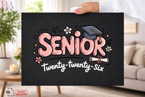 Girly Pink Senior 2026 Graduation Png: A Cute and Versatile Design for Every Grad