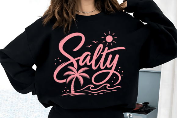 Salty Beach Script Palm Tree Ocean PNG: A Minimalist Design for Modern Creative Projects