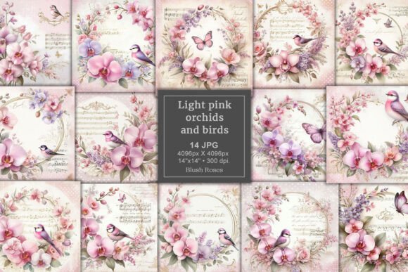 Shabby Chic Pink Orchids Digital Paper