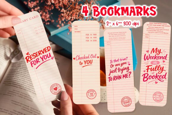 Vintage Library Card Valentine Bookmark